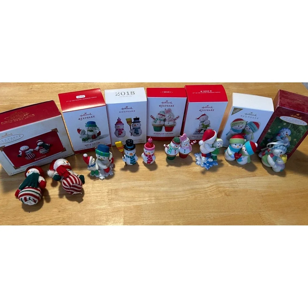 Hallmark Keepsake Ornaments Snowman Lot Of 7 Cupcakes Hugs Ice Skating Snowflake